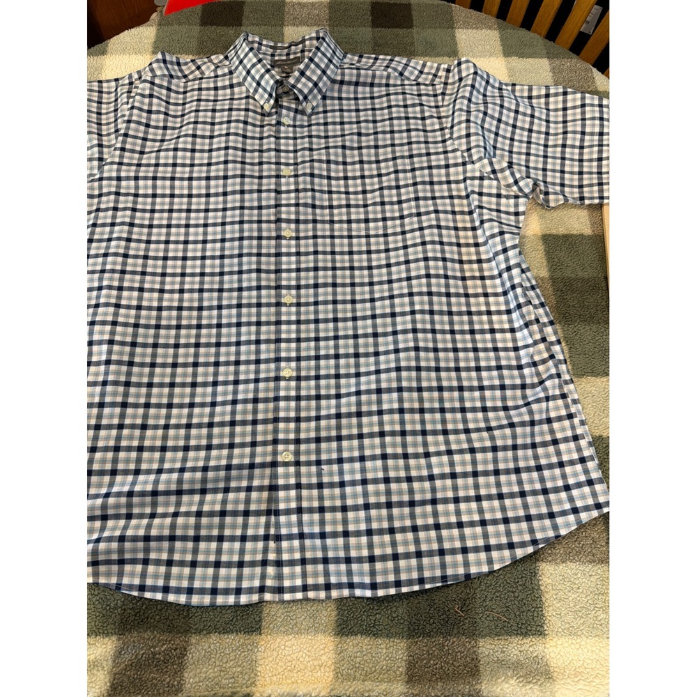 Eddie Bauer Mens 3XL Wrinkle Free Relaxed Fit Short Sleeve Button Down Shirt